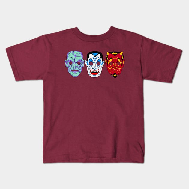 Halloween Masks Kids T-Shirt by Tuckerjoneson13